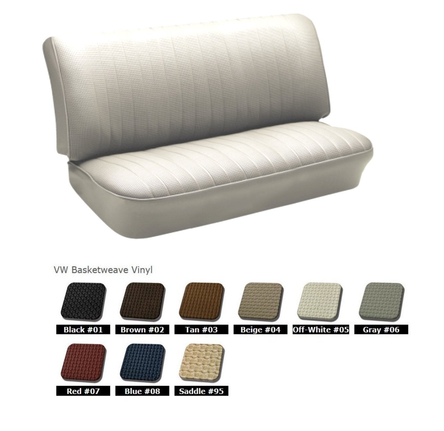 1958 - 64  VW Bug Convertible Rear Seat Upholstery - Any Color Basketweave Vinyl