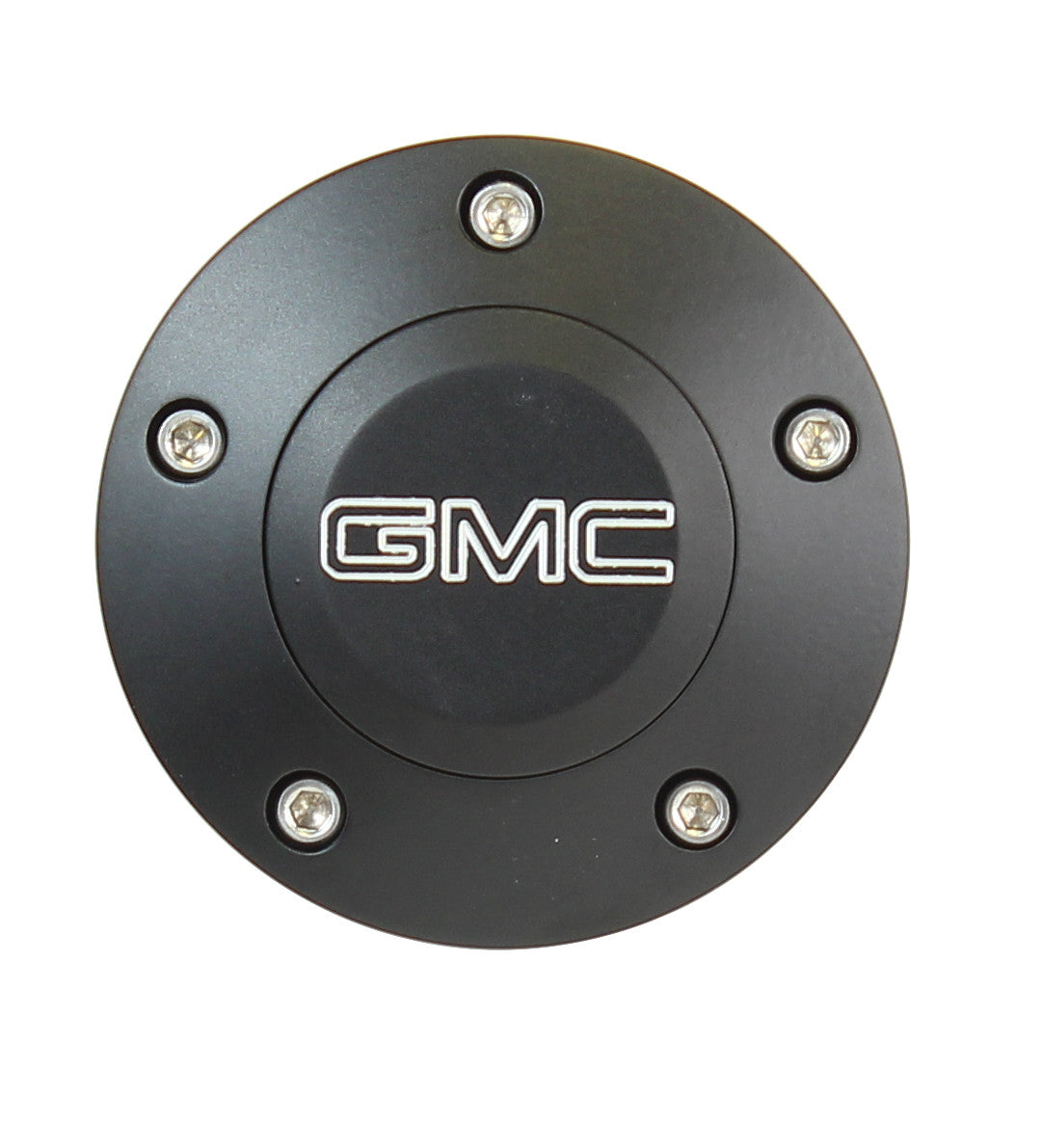 Engraved Black Billet Five Hole Horn Button with GMC Logo - Forever Sharp