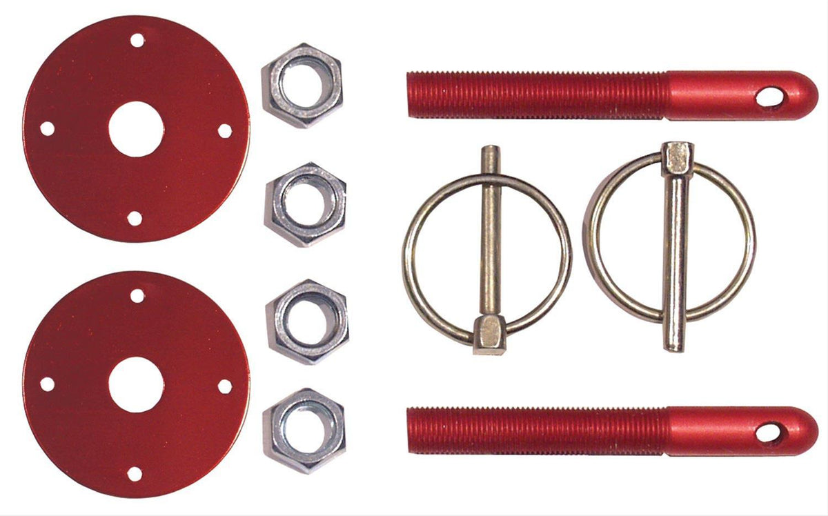 Red Hood Pin Kit Flip-Over Style Universal for Chevy, Ford, Mopar, Hot Rod, etc.