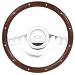 1969 - 84 Chevy Monte Carlo, Nova Billet & Wood Steering Wheel Set, Chevy Horn