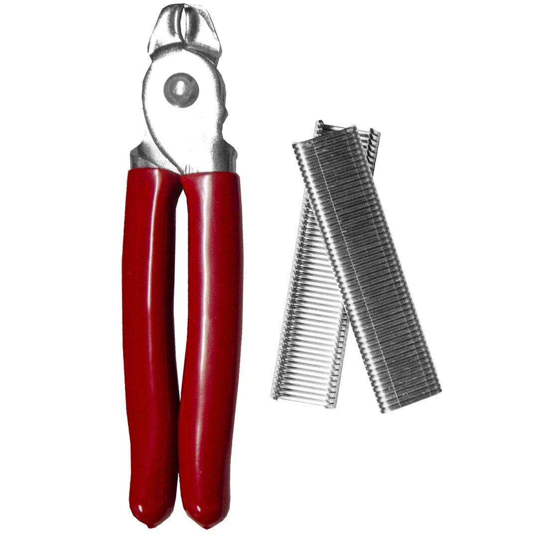 Upholstery Hog Ring Kit with Pliers and 100 Hog Rings