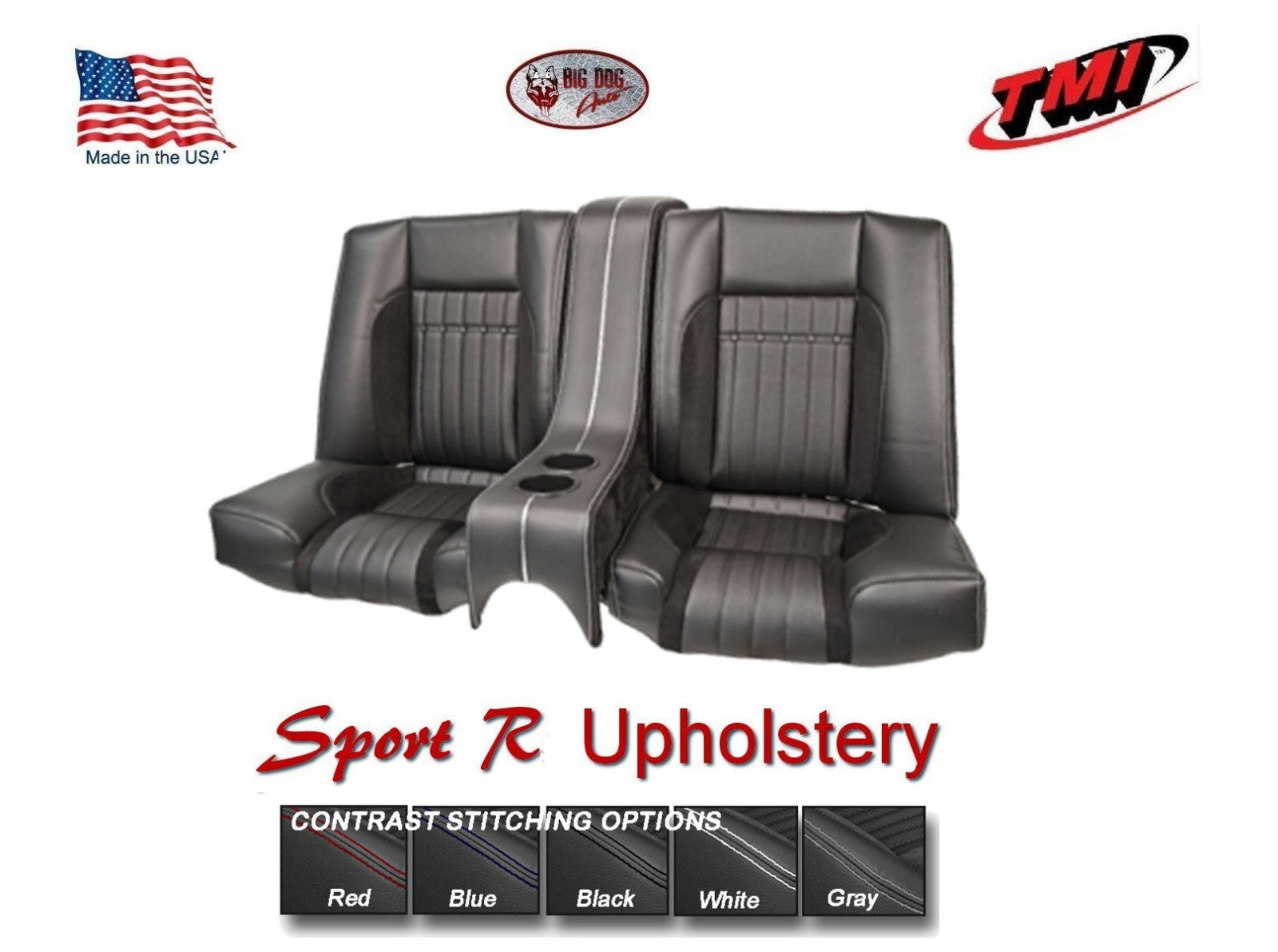 Sport R Rear Seat Upholstery w/Console, Foam, 1967-68 Camaro w/53" Non-Fold Seat