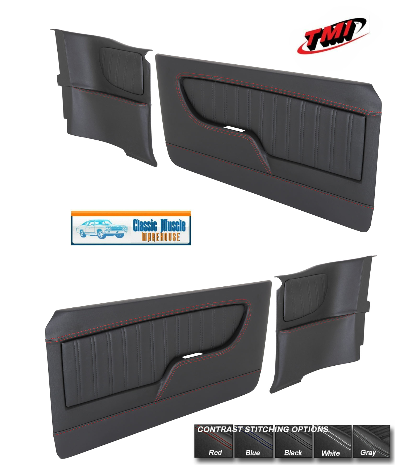 1967 - 68 Cougar Molded Sport Door & Quarter Panel Set - Your Choice of Stitch