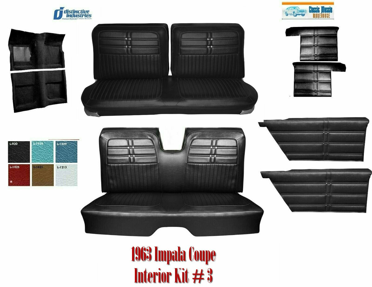 1963 Impala H/T Coupe Interior Kit 3 with Upholstery, Front/Rear Panels, Carpet