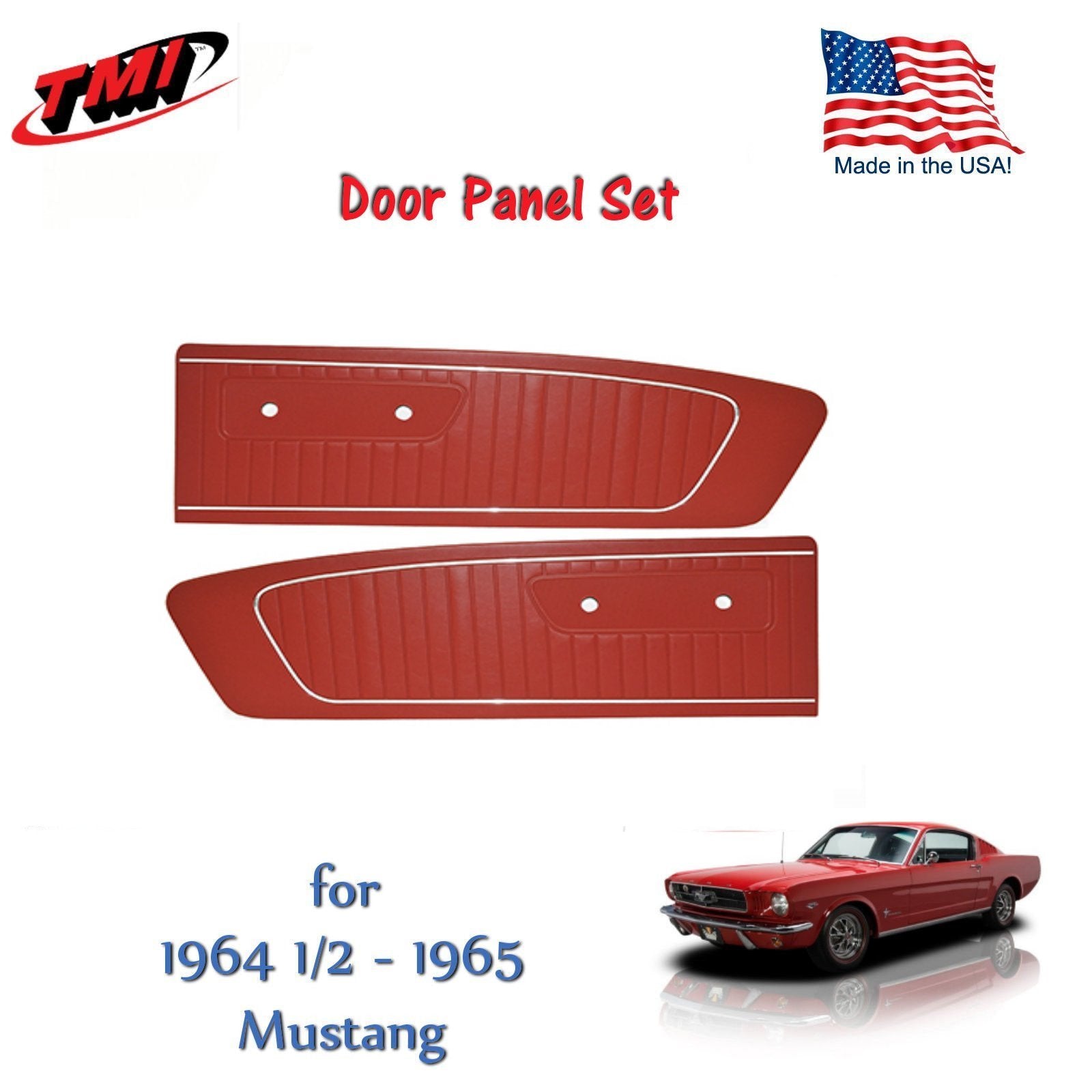 Red Vinyl Door Panels for 1964 1965 Mustang by TMI - Made by TMI 