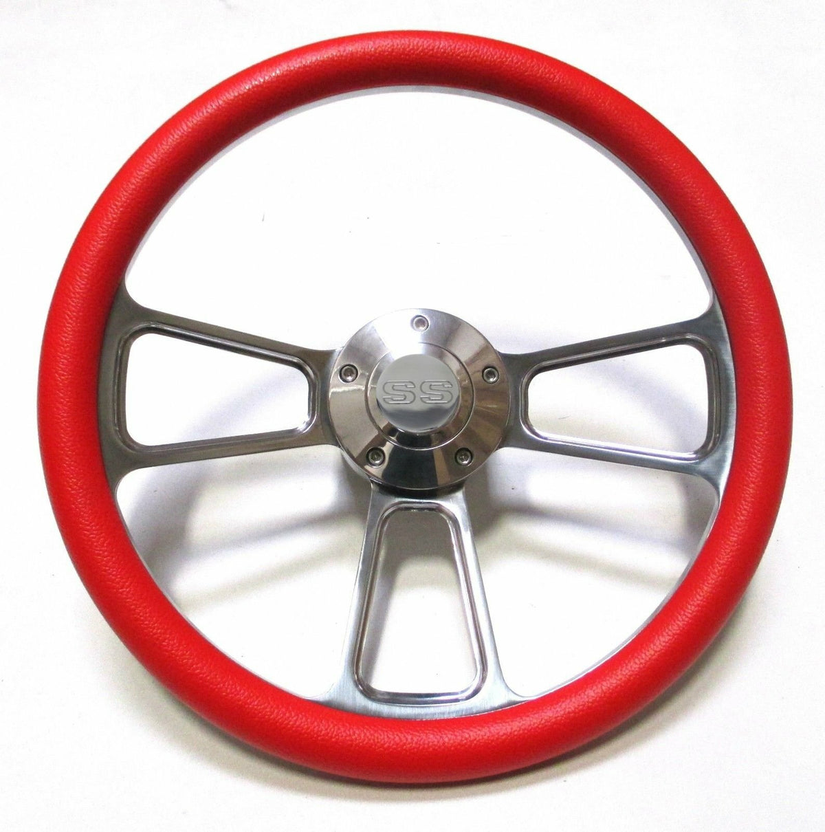 1966 Chevelle, El Camino Red & Billet Steering Wheel SS Horn Kit, Adapter