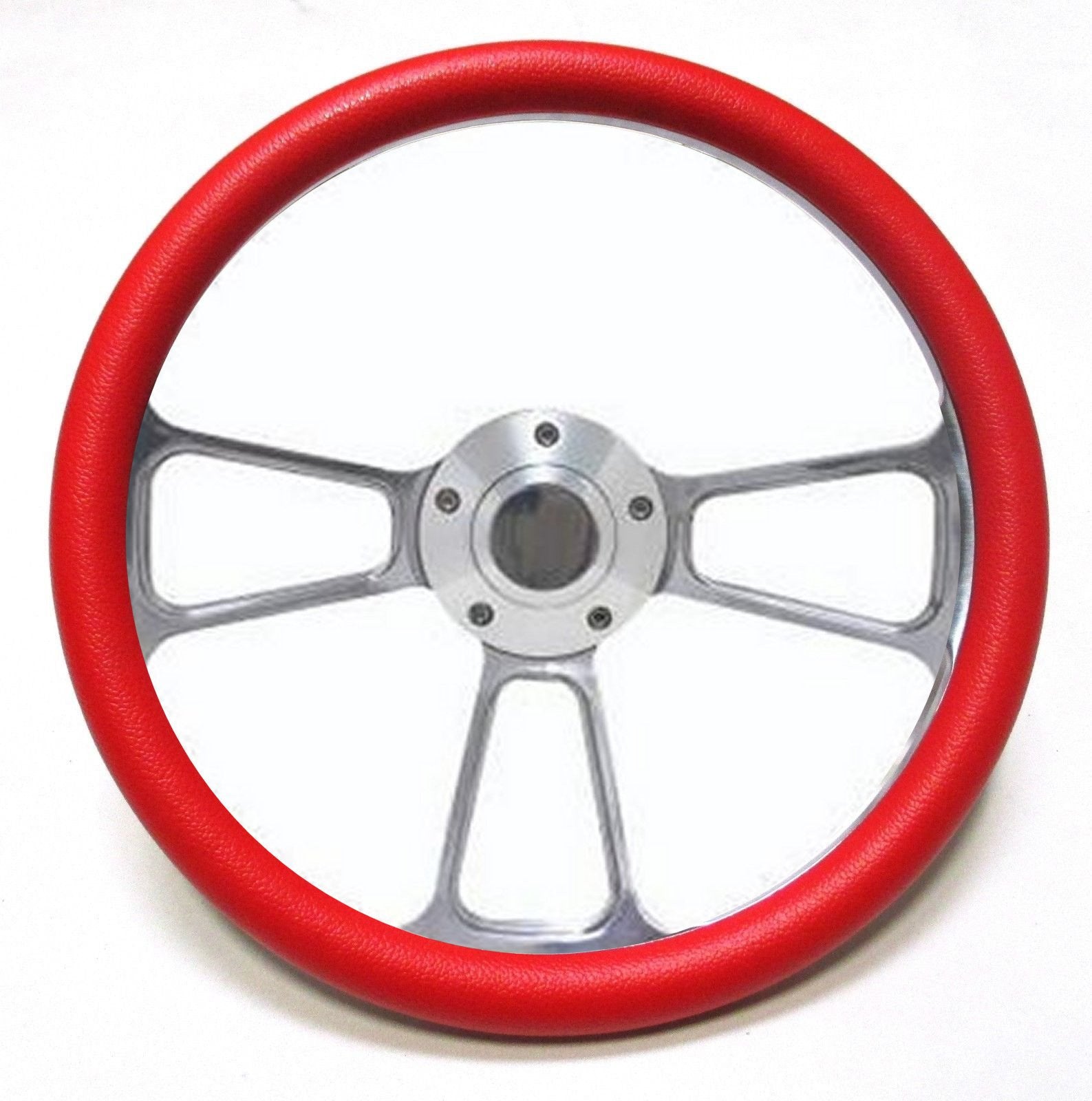 Hot Rod Street Rod Rat Rod Truck Red & Polished Billet Steering Wheel & Horn