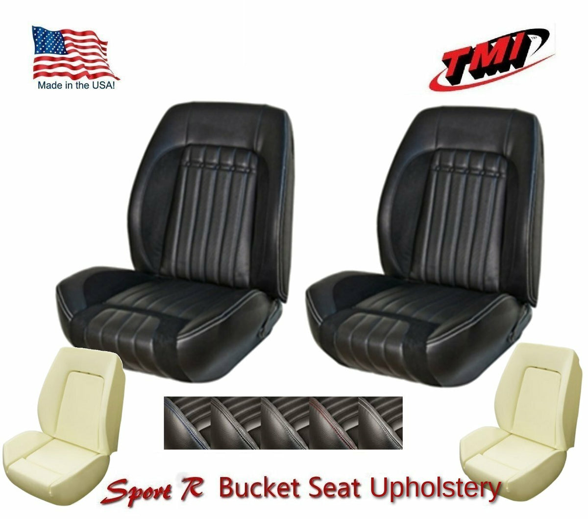 Sport R Front Bucket Lowback Upholstery + Foam for 1970 Camaro -TMI Products