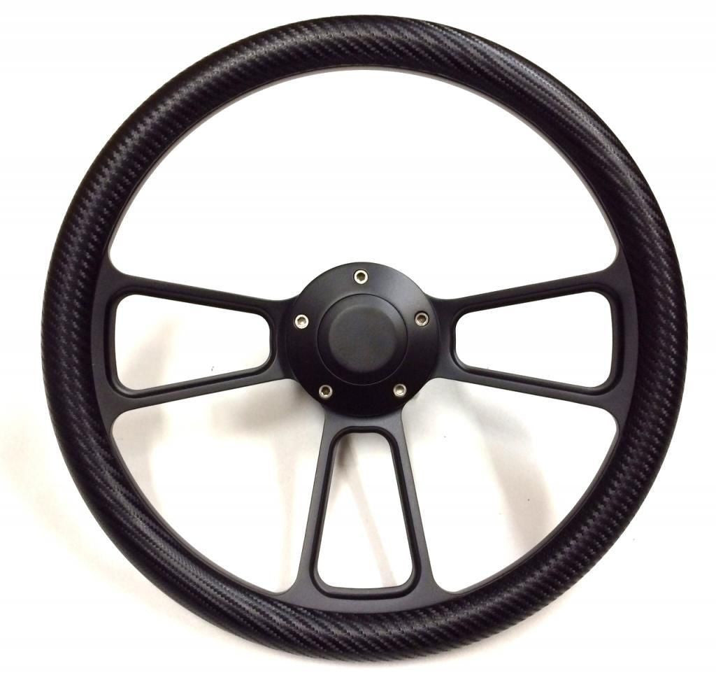 1968 -1982 Corvette Black Billet & Black Carbon Fiber Steering Wheel, Full Kit