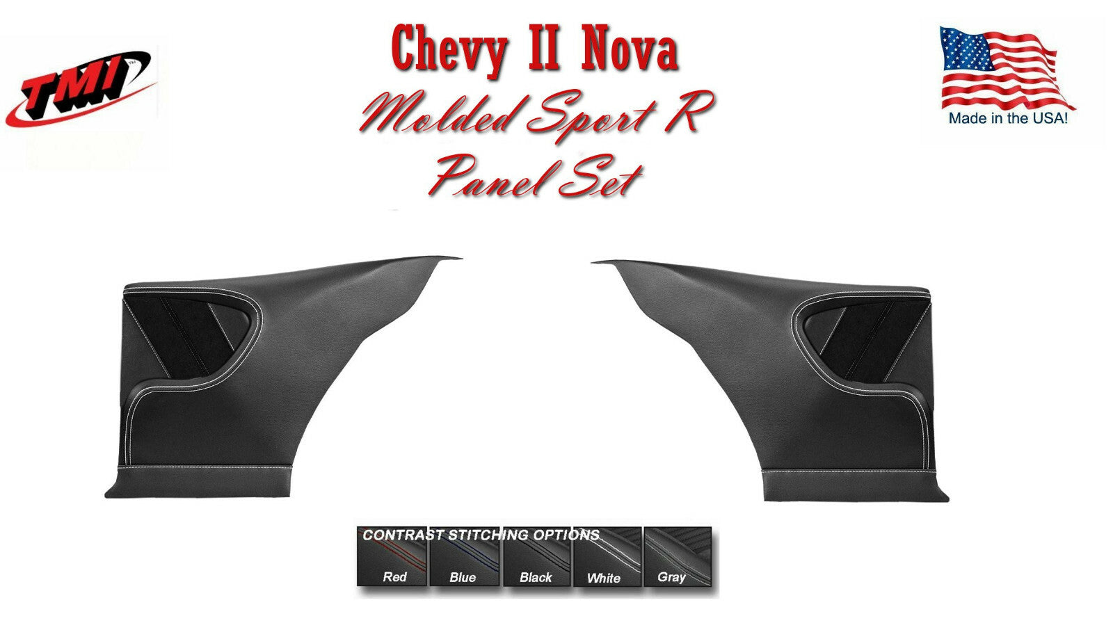 TMI Molded Sport R Quarter Panels for 1968 - 72 Nova with Contrast Stitch, TMI