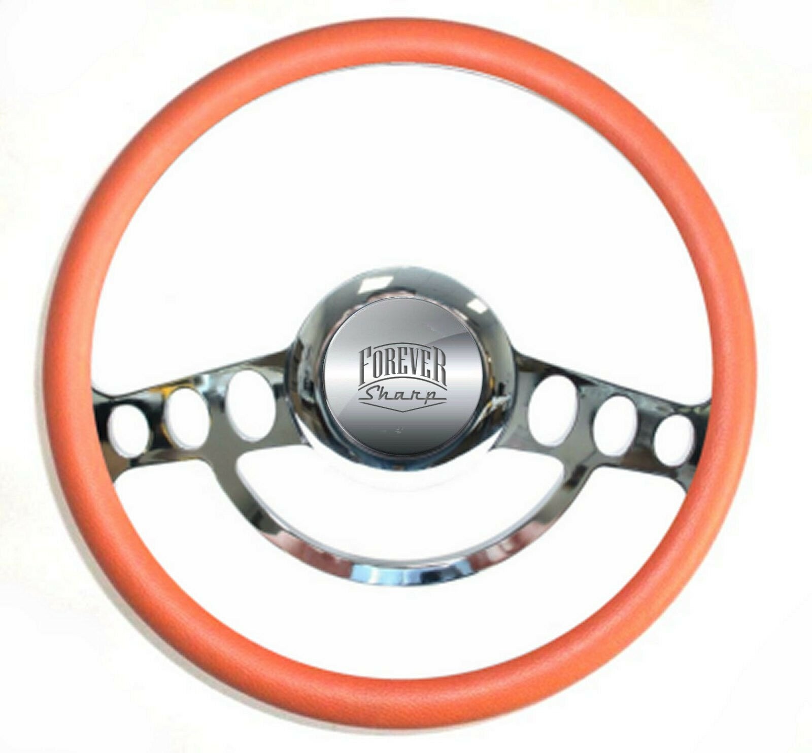 Hot Rod Street Rod Rat Rod Billet & Orange Steering Wheel Nine Hole 14"