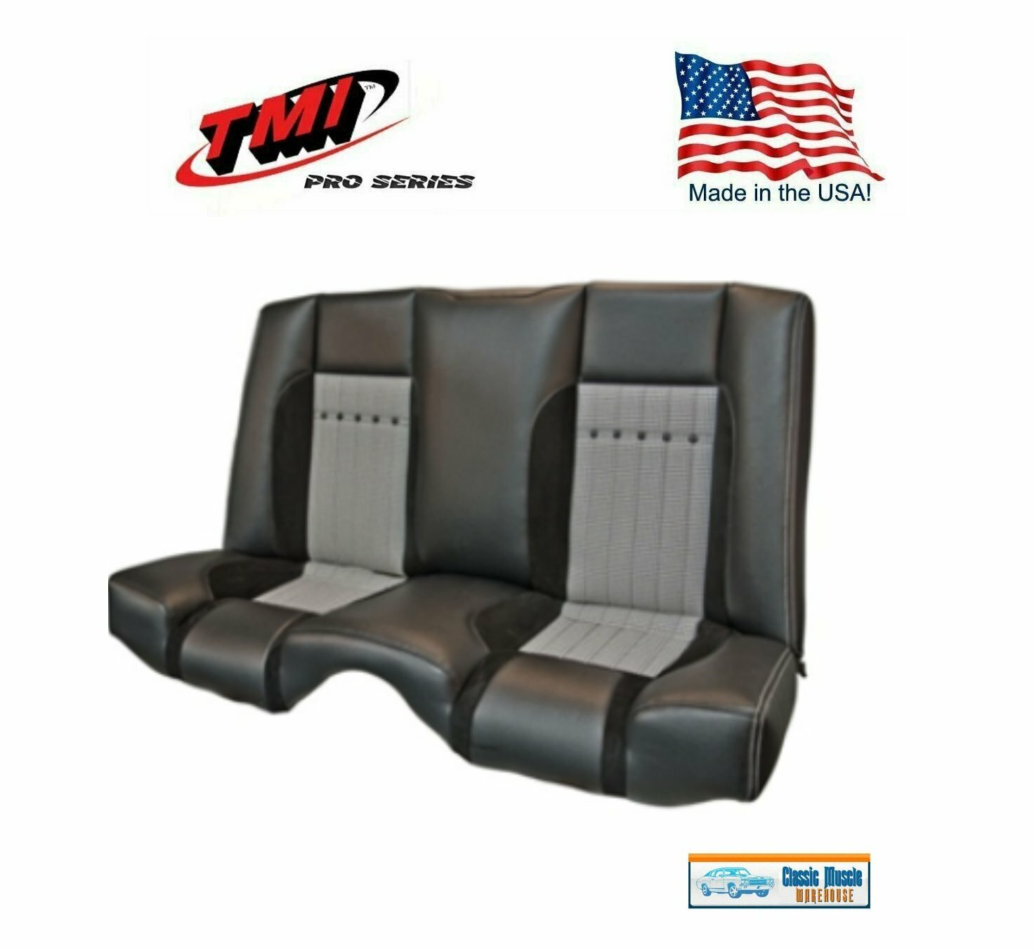 TMI Pro Series Sport R Rear Seat Upholstery Kit 1968 Camaro, Black w/Houndstooth