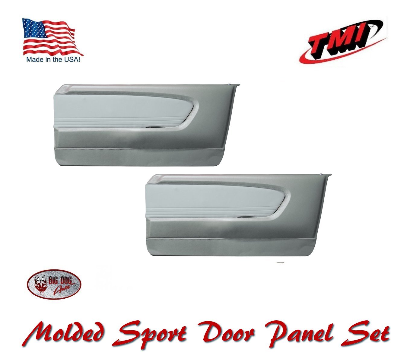 1964 - 66 Mustang Molded Sport Door Panel Set - White - Made by TMI in the USA
