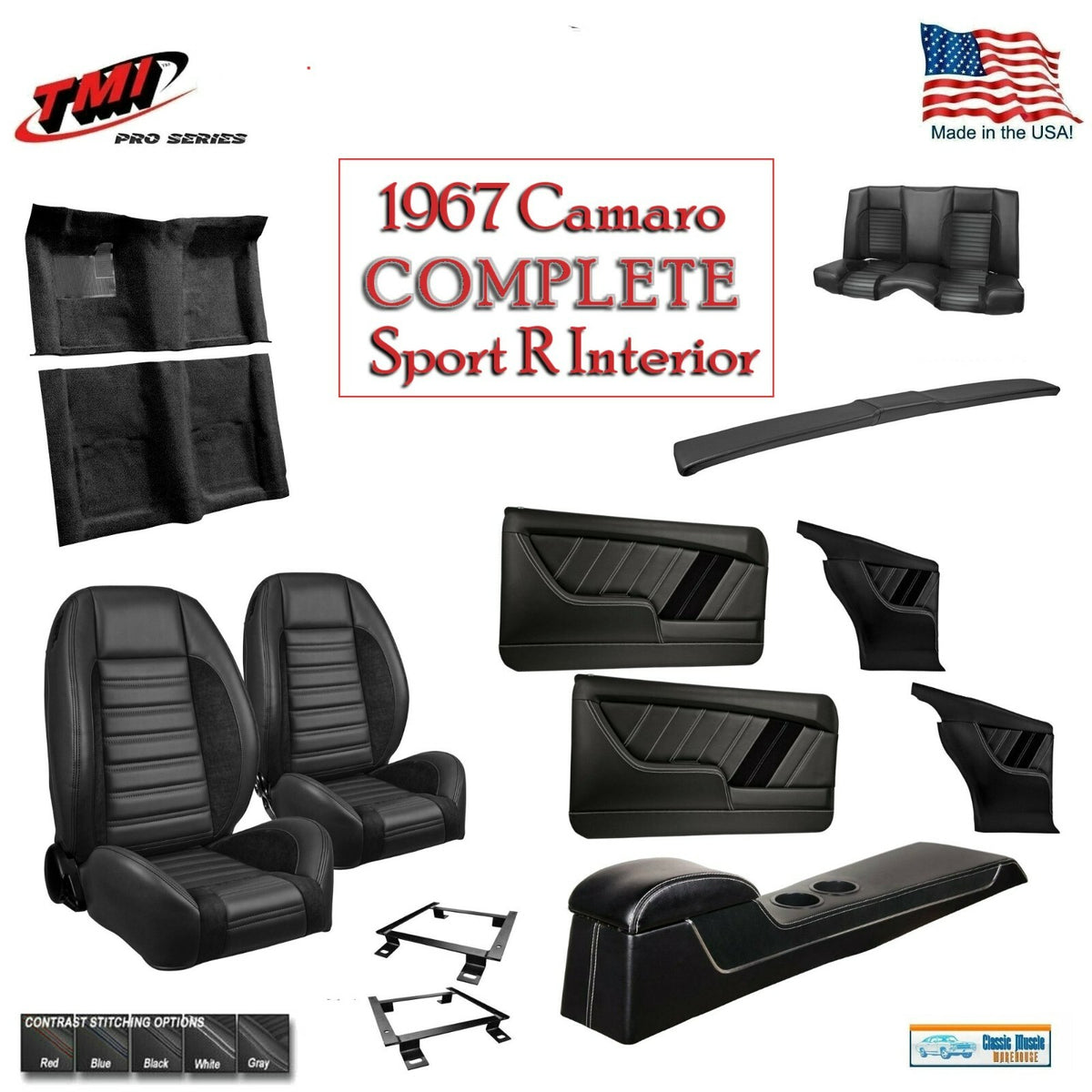 CUSTOM ORDER Complete SPORT R TMI Interior for 1967 Camaro Coupe, 53" Rear Seat