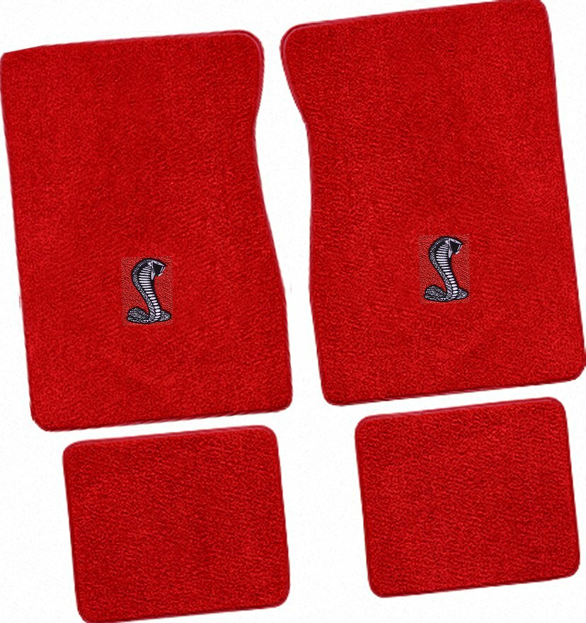 Custom Carpet & Matching Floor Mat Set w/ Cobra Logo 1965-68 Mustang Fastback