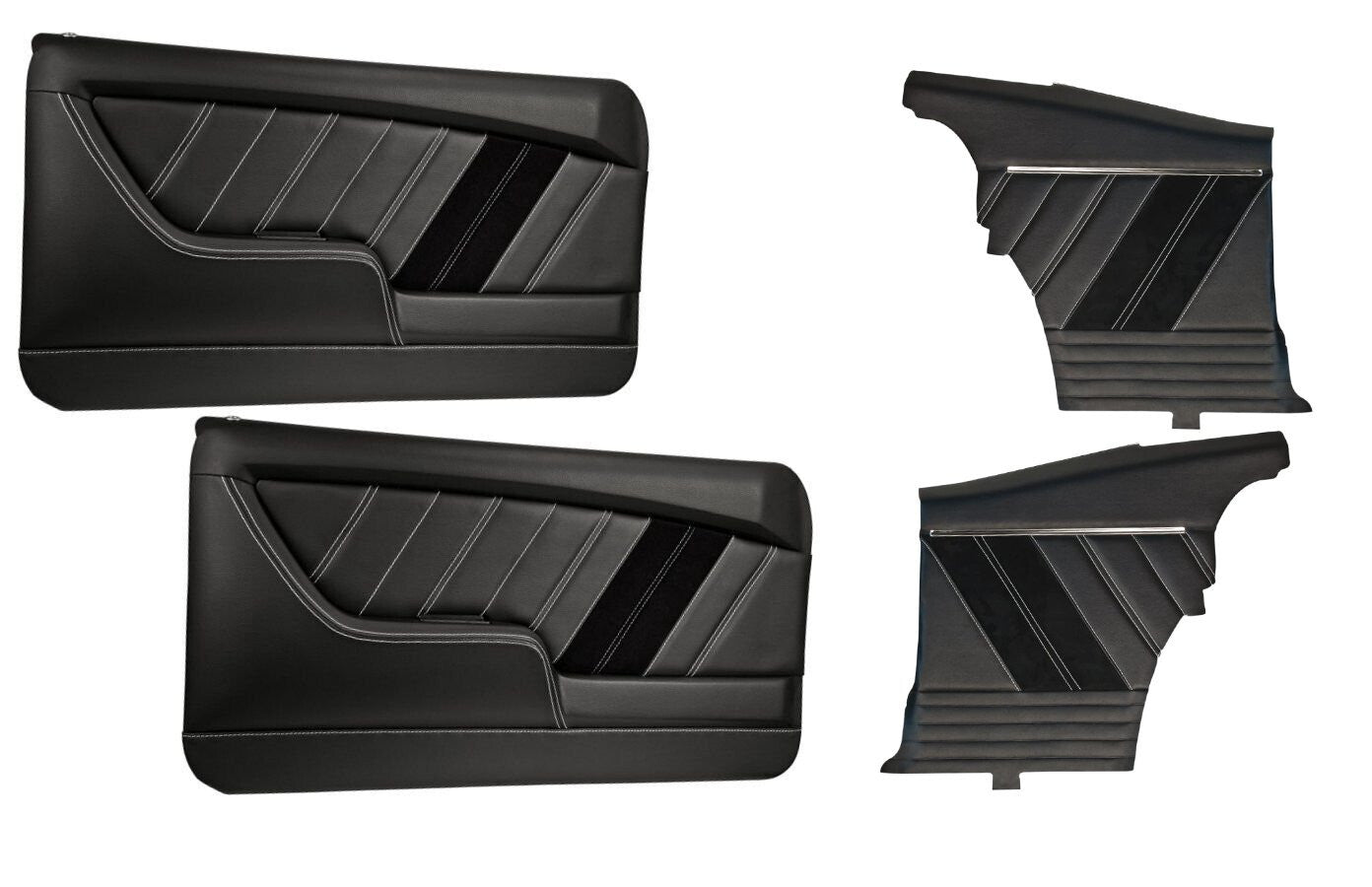 Sport R Molded Door & Flat Quarter Panel Set - Black - 1968 Camaro Convertible