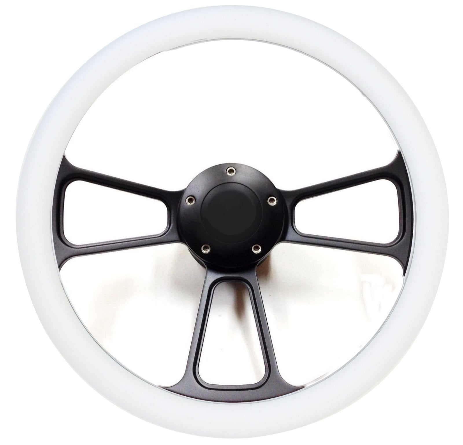 1965 - 1969 Ford Mustang White& Black Steering Wheel, Horn & Adapter 