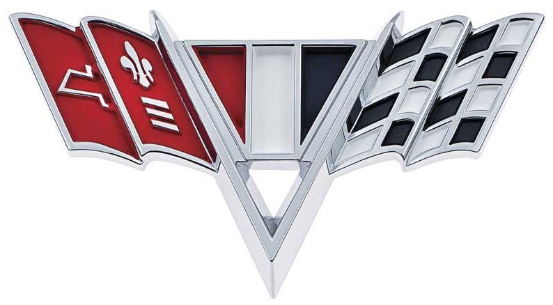 Chevrolet V Flag Emblem Set.- Camaro, Chevelle, El Camino, Impala, Nova *PAIR*