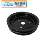 Black Steel 2 Groove Crankshaft Pulley 1955 - 1968 SBC W/ Short Water Pump