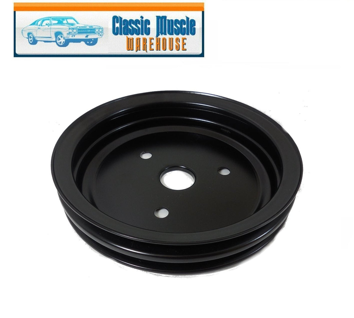 Black Steel 2 Groove Crankshaft Pulley 1955 - 1968 SBC W/ Short Water Pump