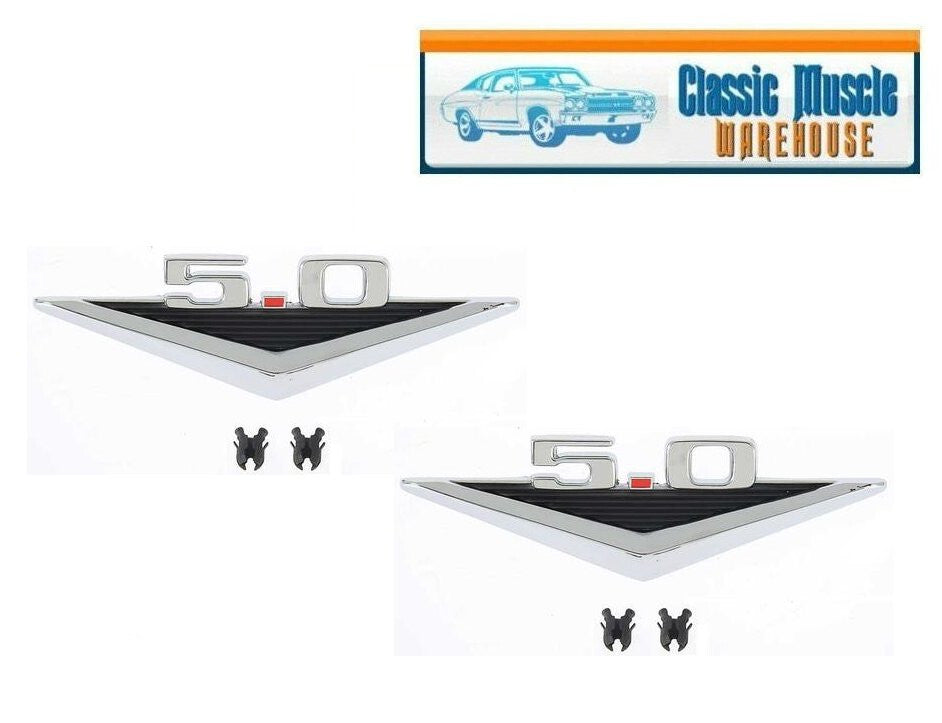 1965 - 1966 Mustang 5.0 Fender Emblem - PAIR for Both Sides of Car